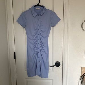 Blue button up collared dress